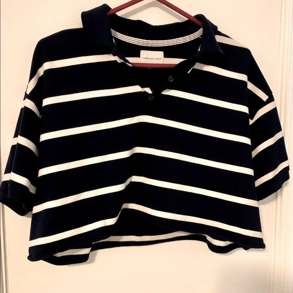 American Eagle Short Sleeved Striped Rugby Shirt